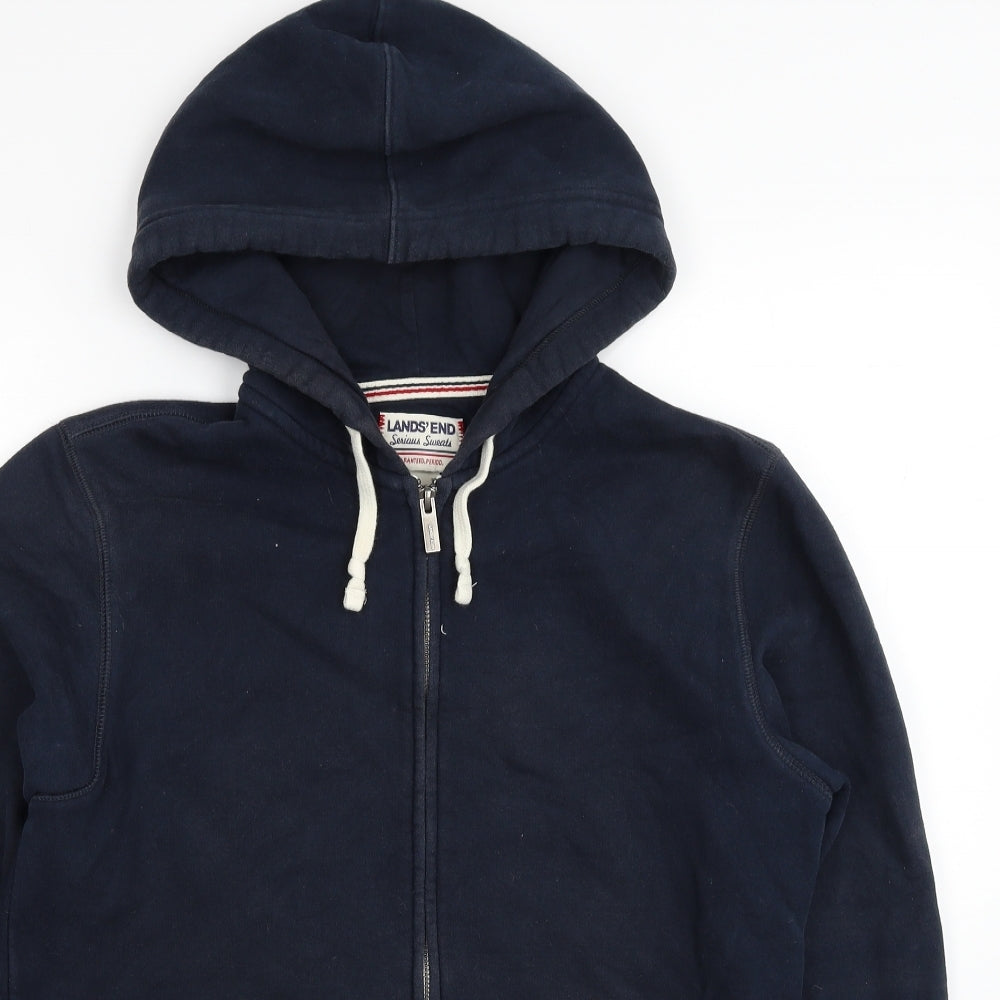 Lands' End Mens Blue Cotton Full Zip Hoodie Size S