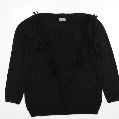 Joseph A Womens Black Round Neck Acrylic Pullover Jumper Size M