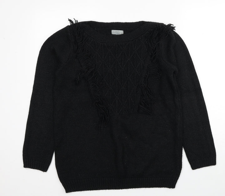 Joseph A Womens Black Round Neck Acrylic Pullover Jumper Size M