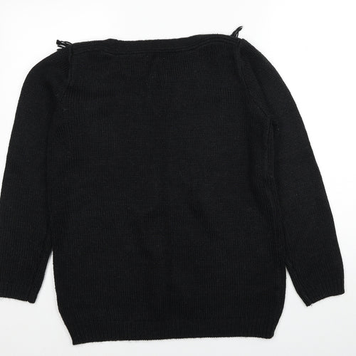 Joseph A Womens Black Round Neck Acrylic Pullover Jumper Size M