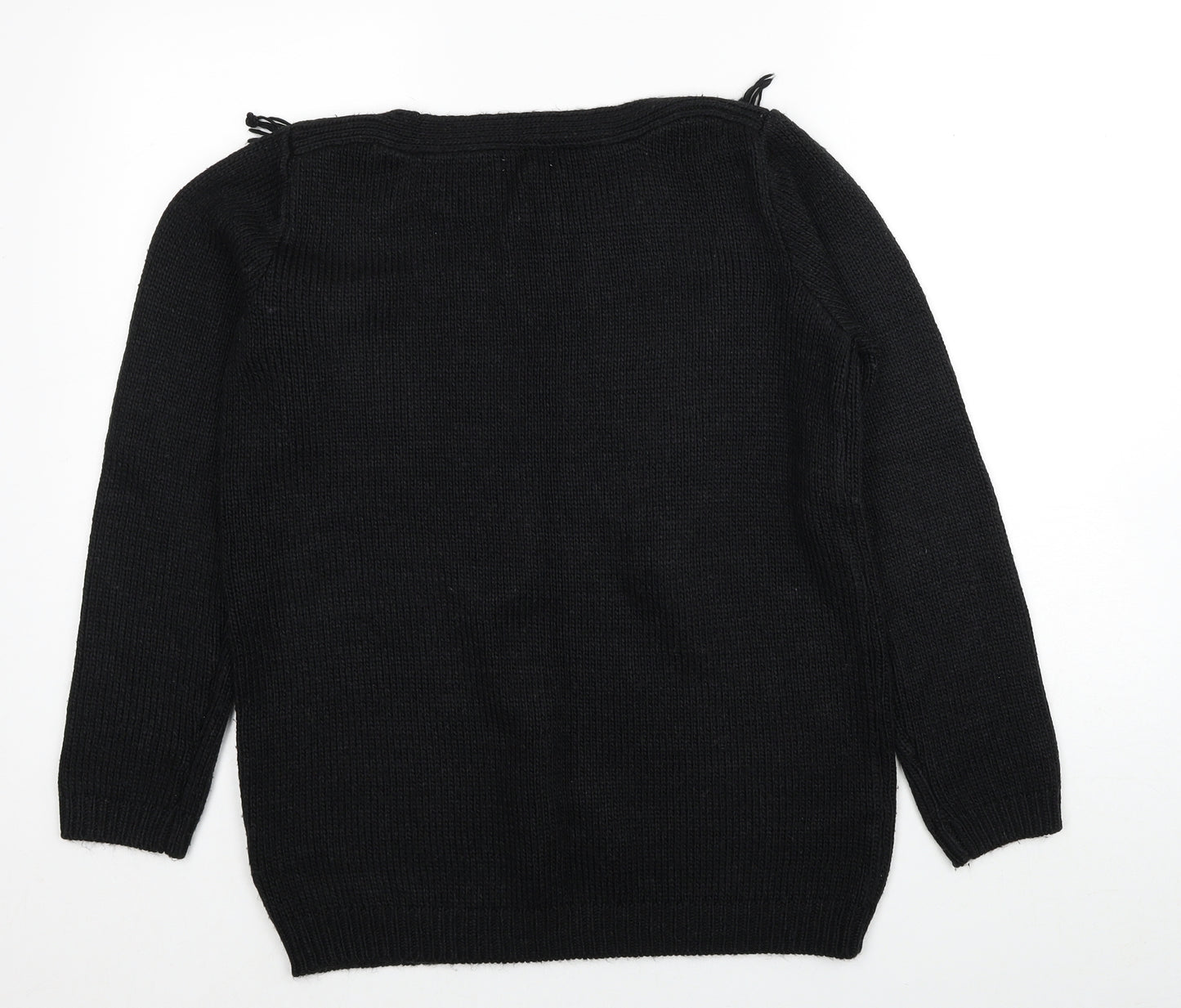 Joseph A Womens Black Round Neck Acrylic Pullover Jumper Size M