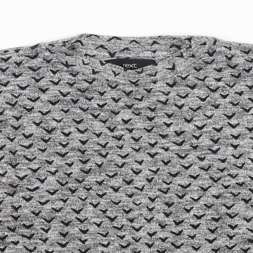 NEXT Womens Grey Round Neck Geometric Cotton Pullover Jumper Size 8