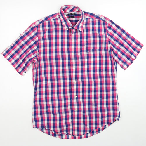 TAILORBYRD Mens Multicoloured Check Cotton Button-Up Size M Collared Button