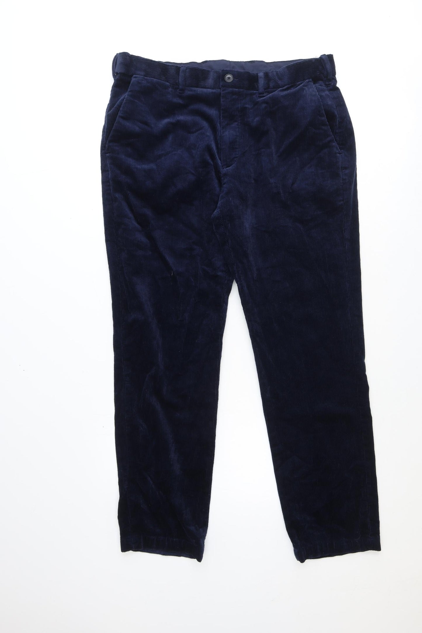 Marks and Spencer Mens Blue Cotton Trousers Size 36 in Regular Zip