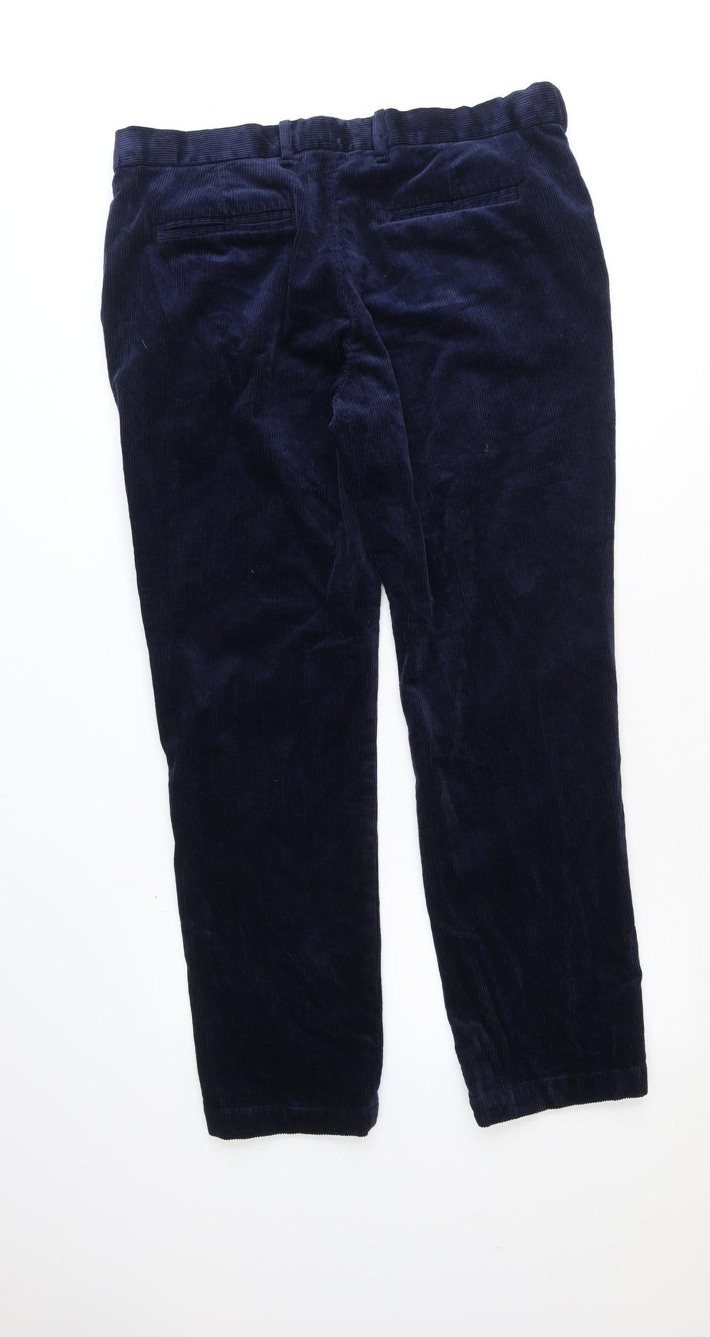 Marks and Spencer Mens Blue Cotton Trousers Size 36 in Regular Zip