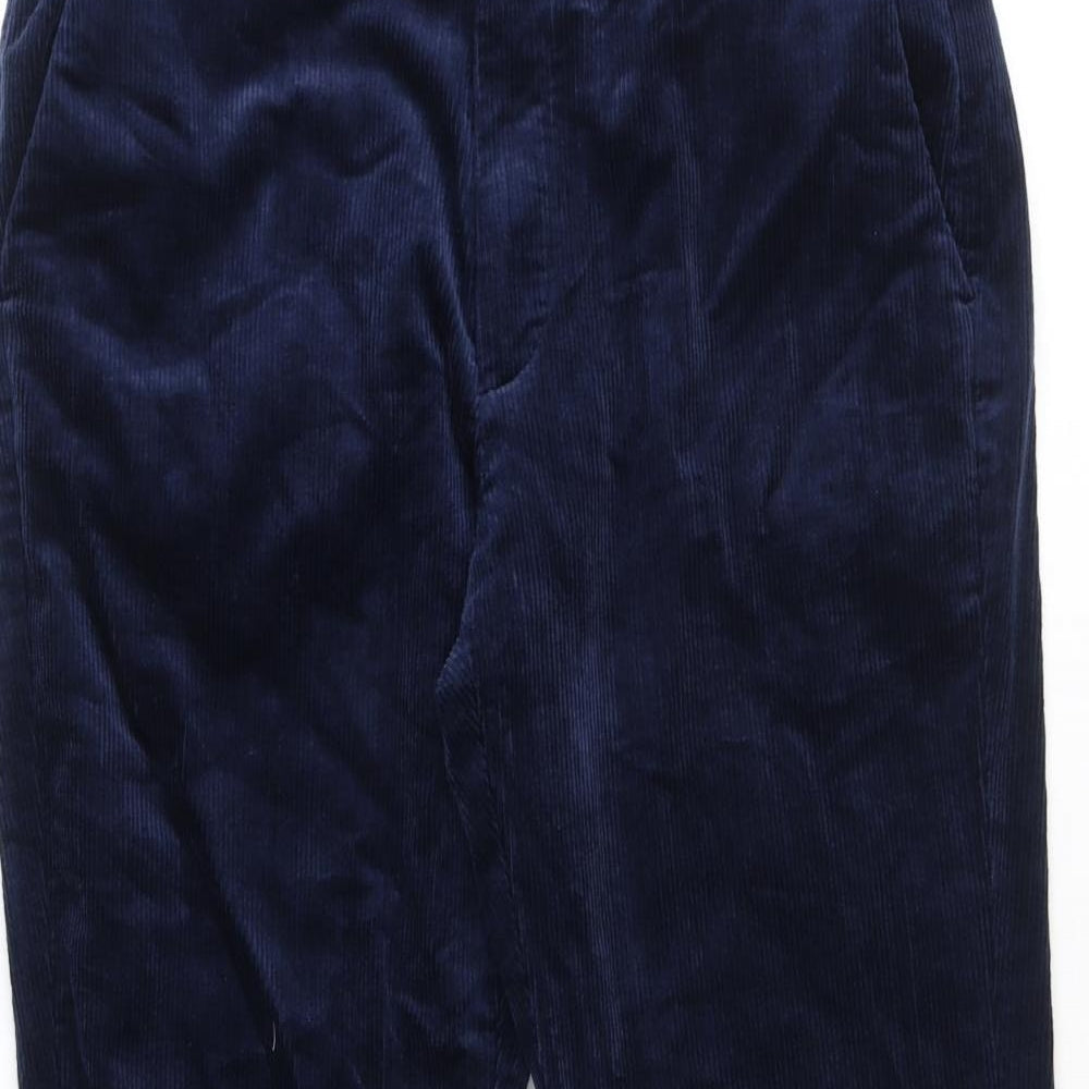 Marks and Spencer Mens Blue Cotton Trousers Size 36 in Regular Zip