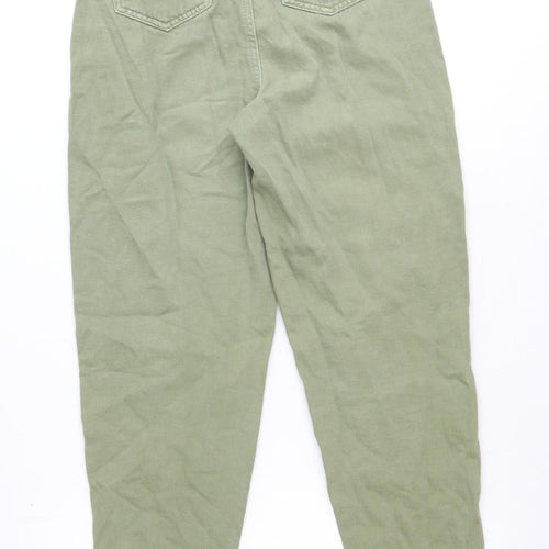 Per Una Womens Green Cotton Trousers Size 8 Regular Zip