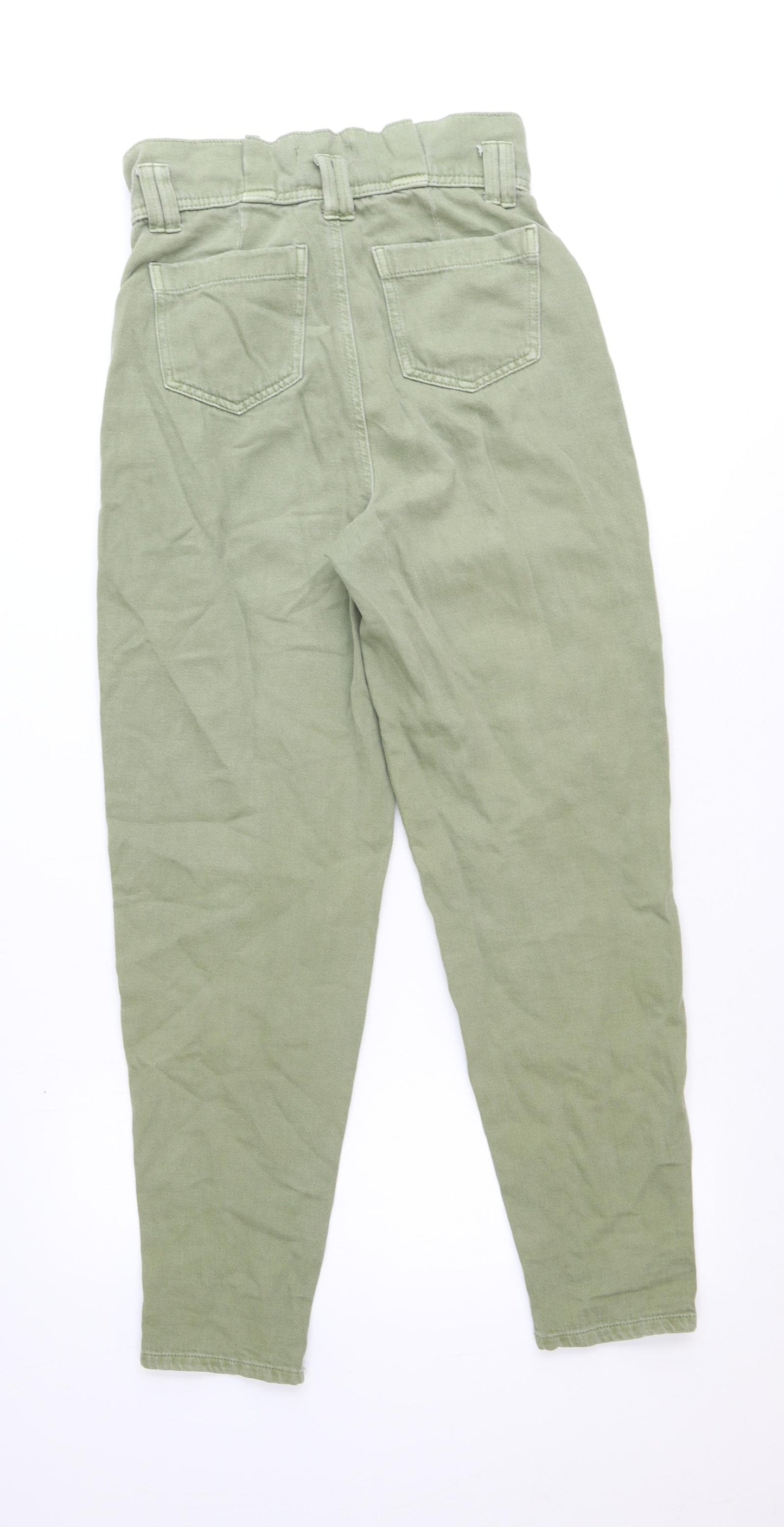 Per Una Womens Green Cotton Trousers Size 8 Regular Zip