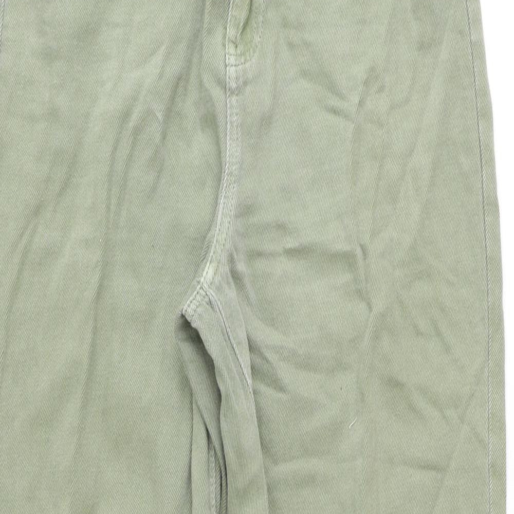 Per Una Womens Green Cotton Trousers Size 8 Regular Zip