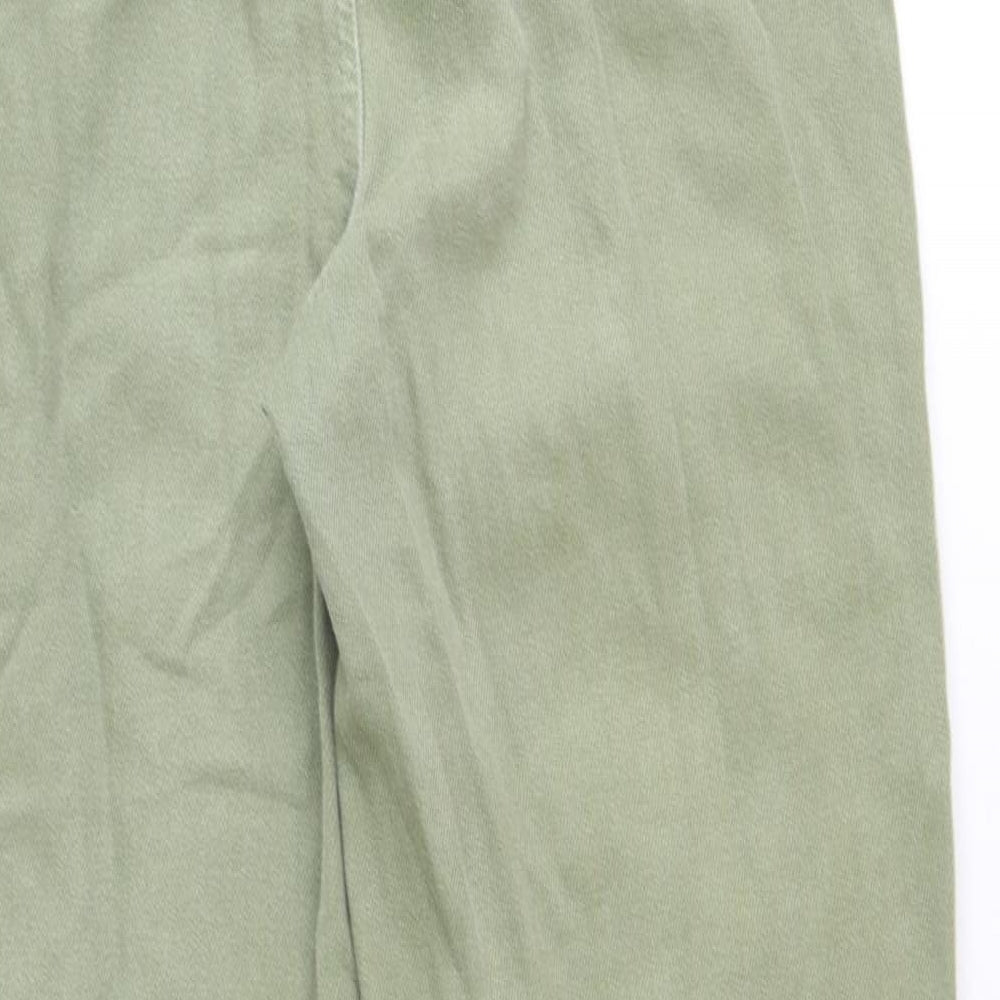 Per Una Womens Green Cotton Trousers Size 8 Regular Zip