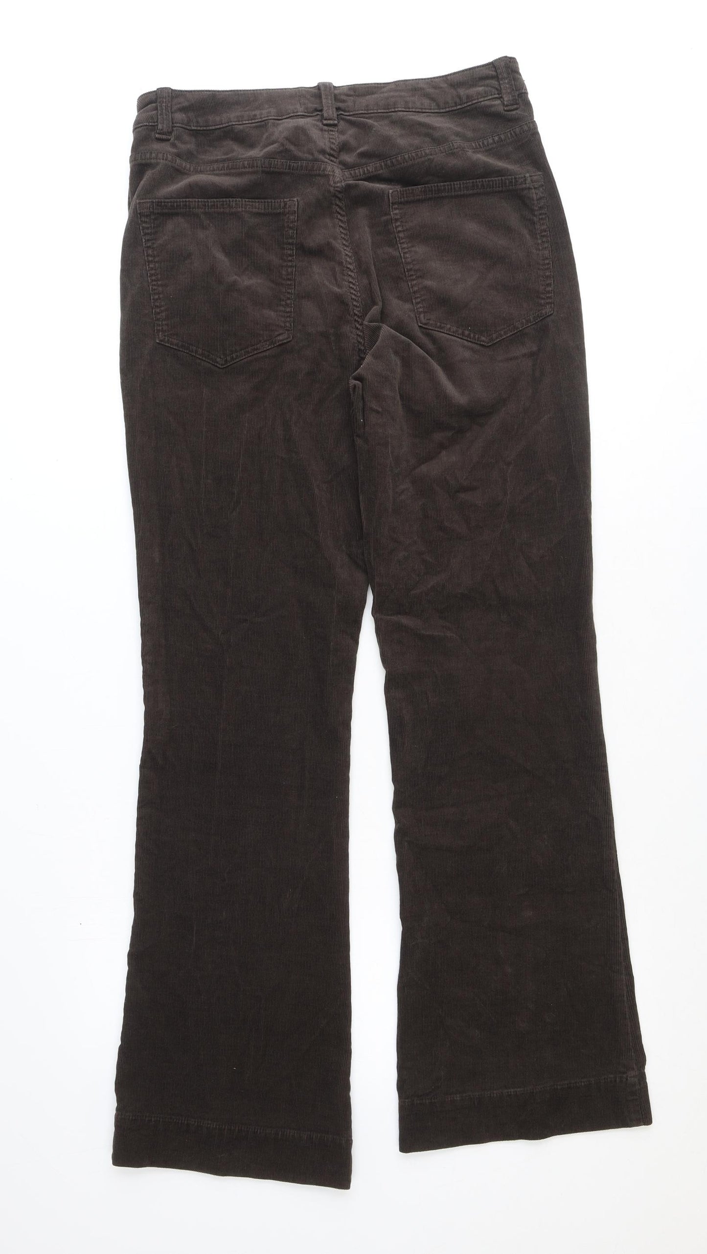 Marks and Spencer Womens Brown Cotton Trousers Size 12 Regular Zip