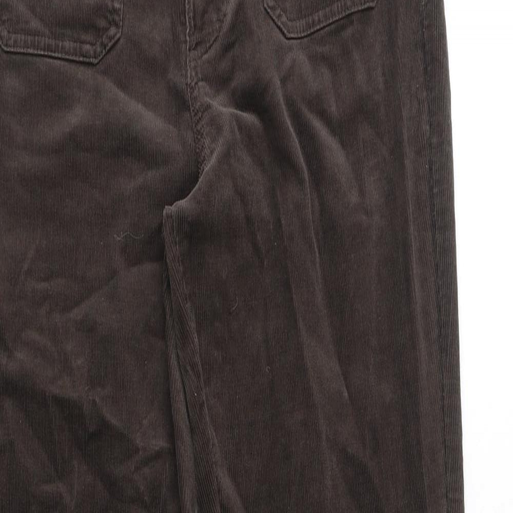 Marks and Spencer Womens Brown Cotton Trousers Size 12 Regular Zip