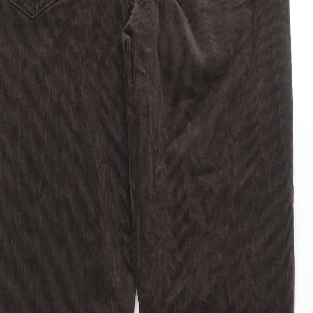 Marks and Spencer Womens Brown Cotton Trousers Size 12 Regular Zip