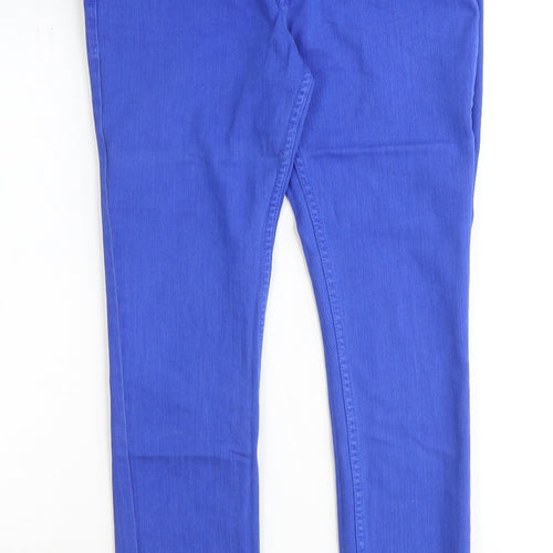 Topshop Womens Blue Cotton Skinny Jeans Size 32 in Regular Zip