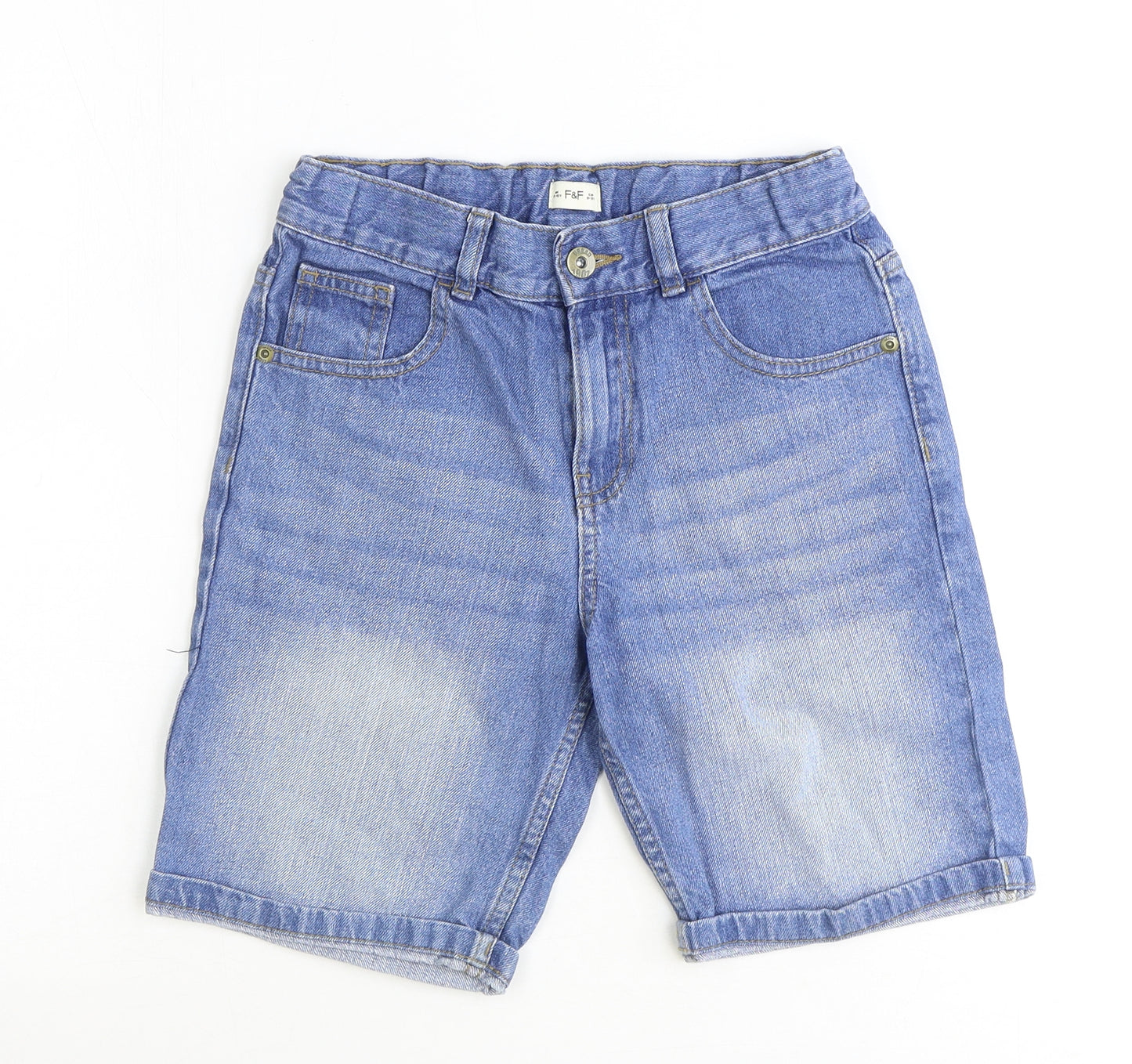 F&F Boys Blue Chlorofibre Chino Shorts Size 9-10 Years Regular Zip