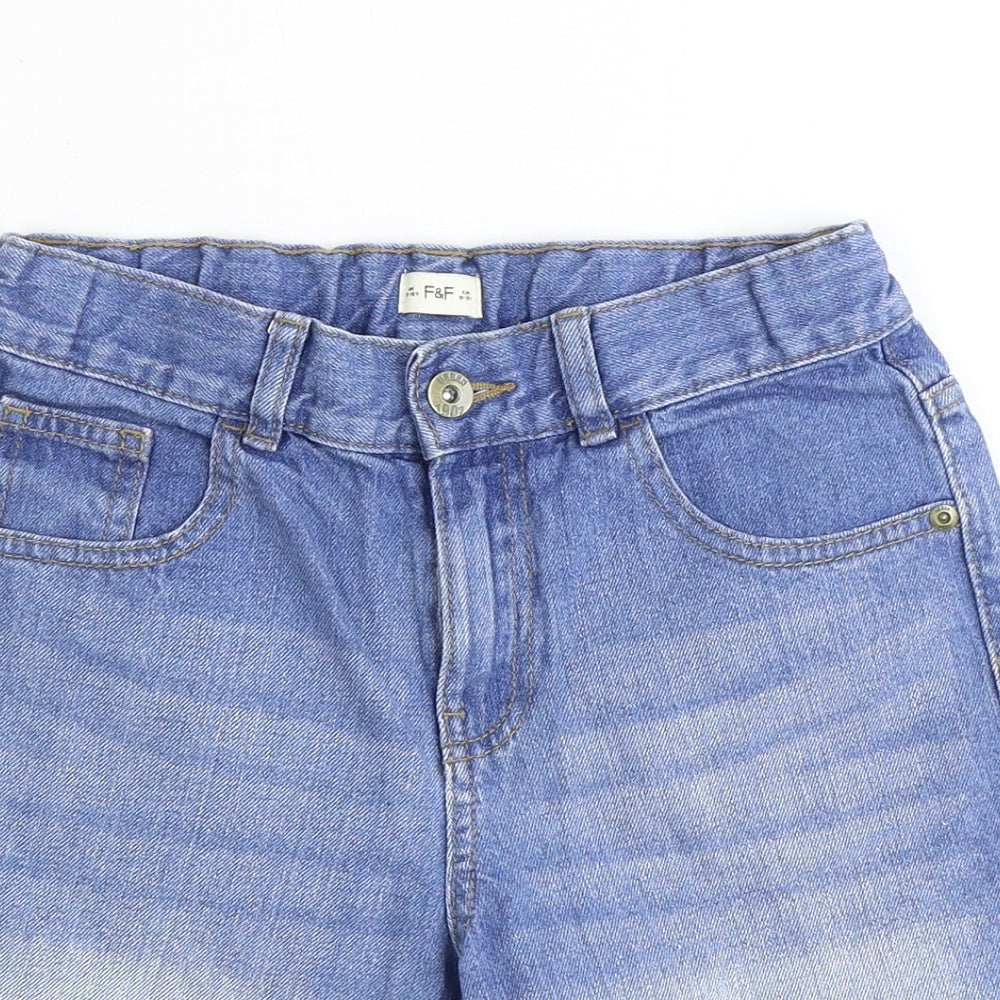 F&F Boys Blue Chlorofibre Chino Shorts Size 9-10 Years Regular Zip