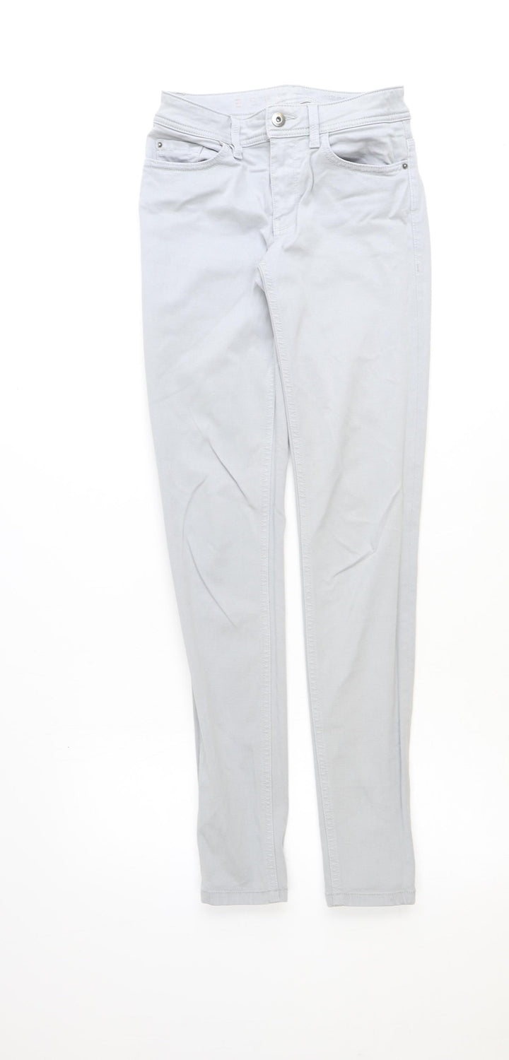 Preworn Womens Grey Cotton Skinny Jeans Size 25 in Regular Zip