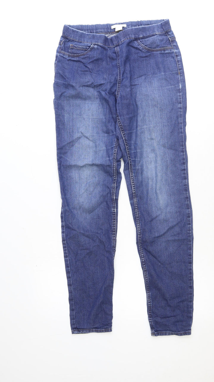 H&M Womens Blue Cotton Straight Jeans Size 8 Regular