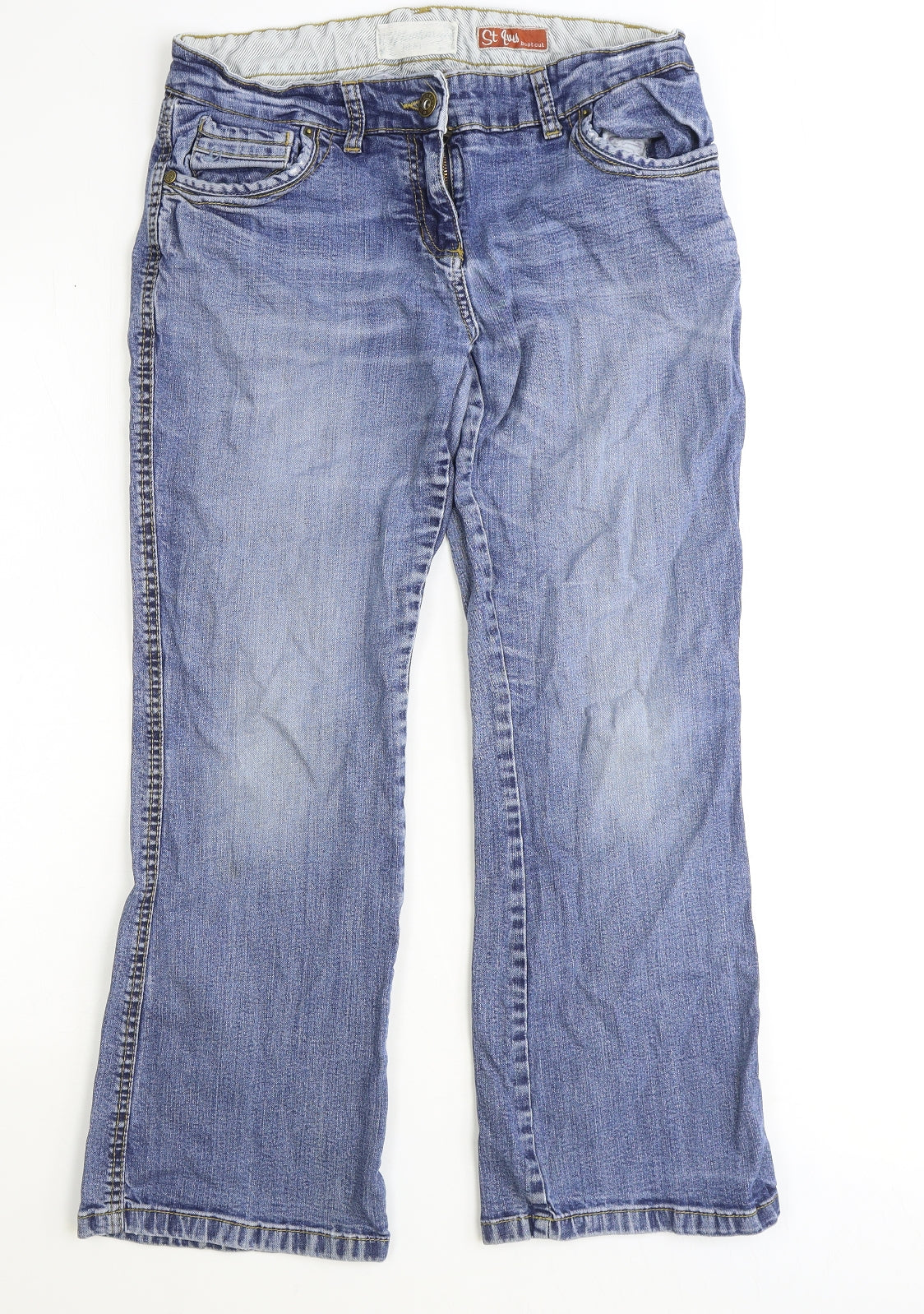 MANTARAY PRODUCTS Womens Blue Cotton Bootcut Jeans Size 14 Regular Zip