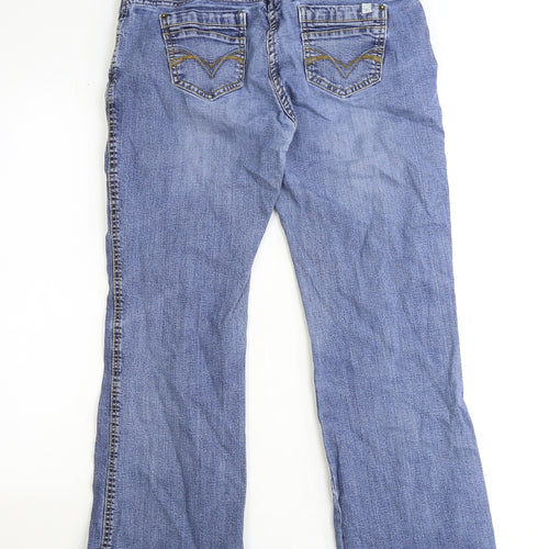 MANTARAY PRODUCTS Womens Blue Cotton Bootcut Jeans Size 14 Regular Zip