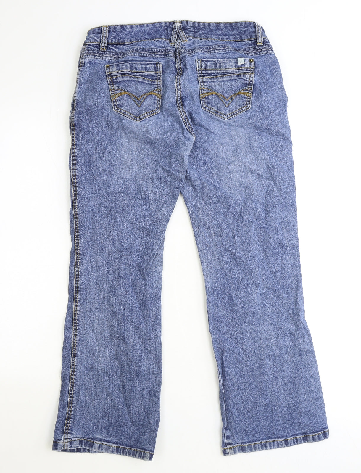 MANTARAY PRODUCTS Womens Blue Cotton Bootcut Jeans Size 14 Regular Zip