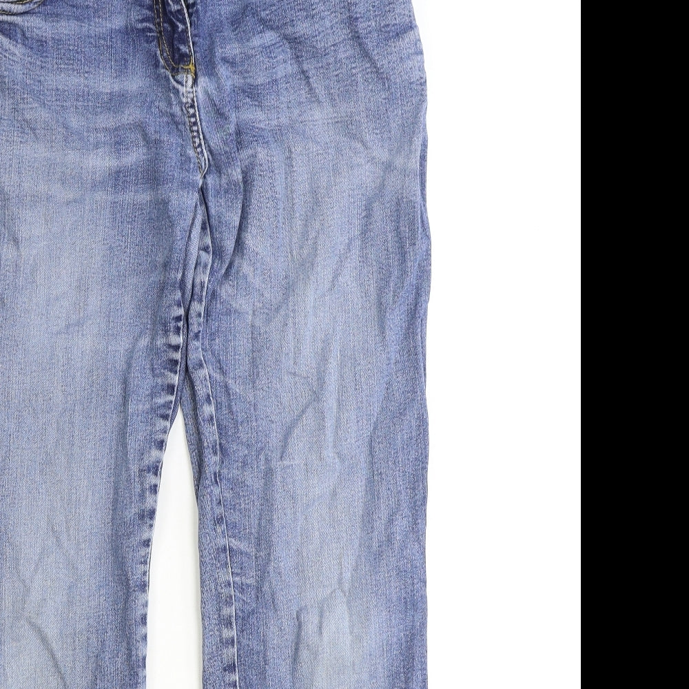 MANTARAY PRODUCTS Womens Blue Cotton Bootcut Jeans Size 14 Regular Zip