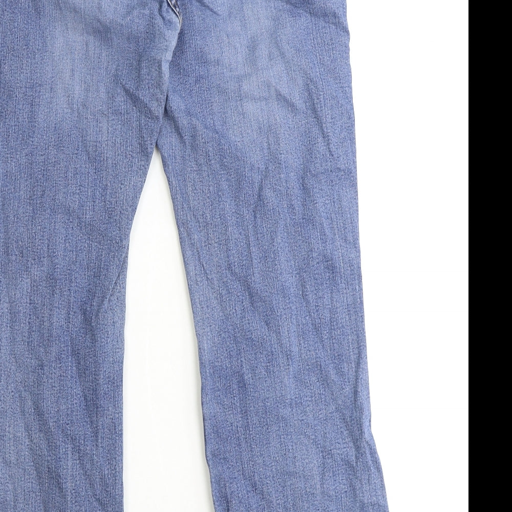 MANTARAY PRODUCTS Womens Blue Cotton Bootcut Jeans Size 14 Regular Zip