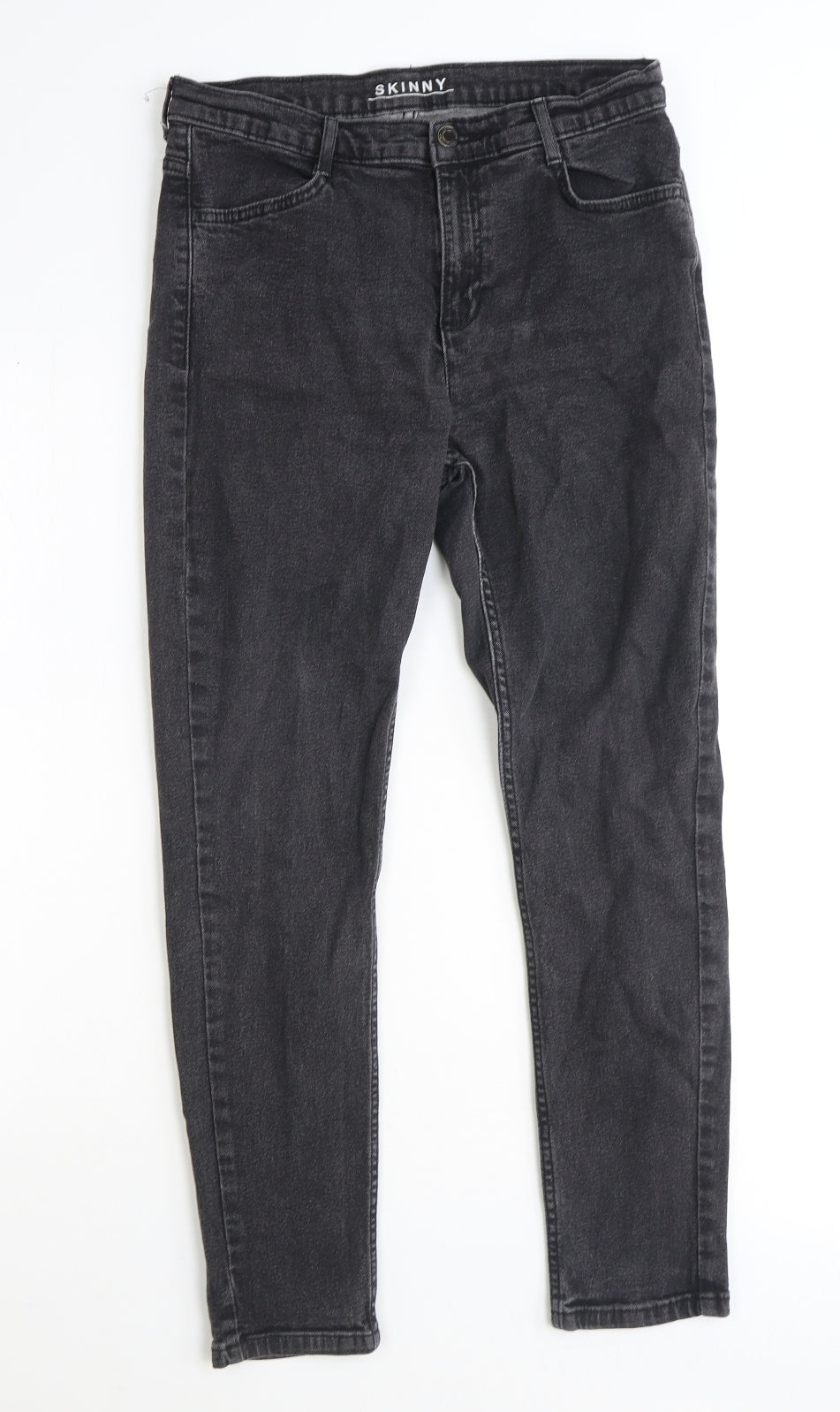 Marks and Spencer Womens Black Cotton Straight Jeans Size 12 Regular Zip