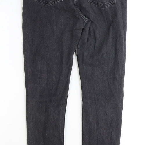 Marks and Spencer Womens Black Cotton Straight Jeans Size 12 Regular Zip