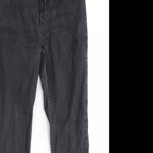 Marks and Spencer Womens Black Cotton Straight Jeans Size 12 Regular Zip