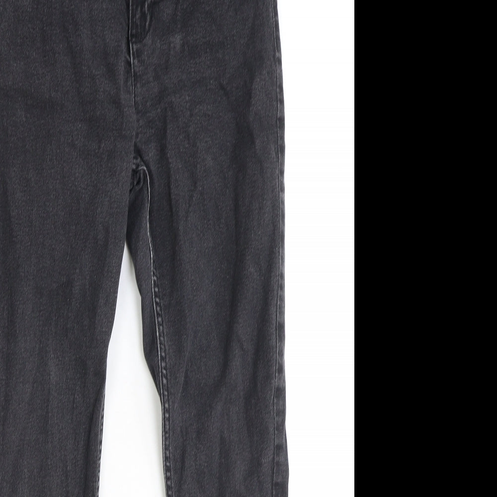 Marks and Spencer Womens Black Cotton Straight Jeans Size 12 Regular Zip