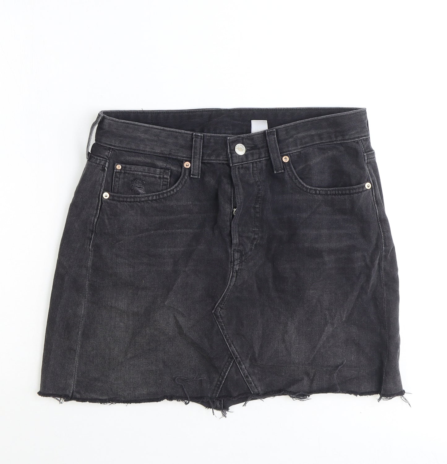 Denim Womens Black Camel Straight & Pencil Skirt Size 12 Button