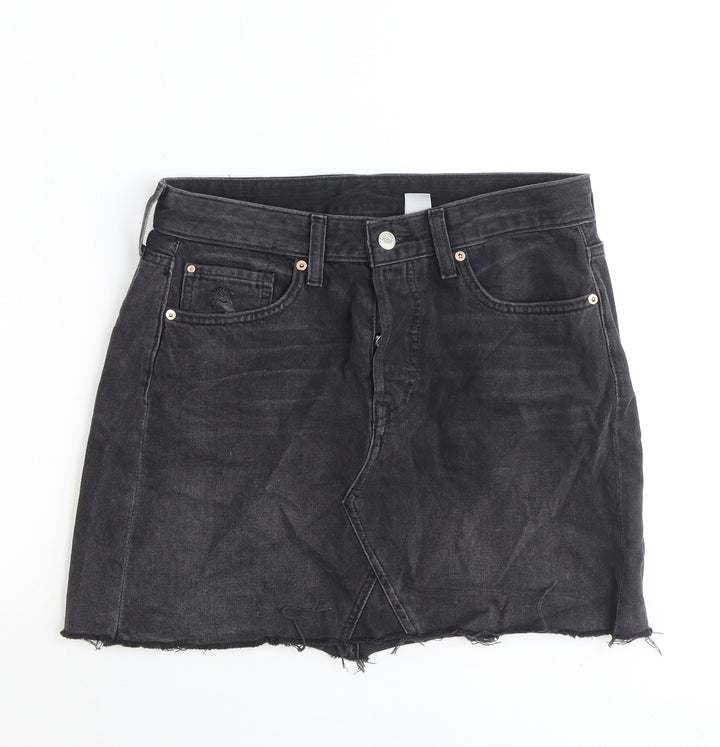 Denim Womens Black Camel Straight & Pencil Skirt Size 12 Button