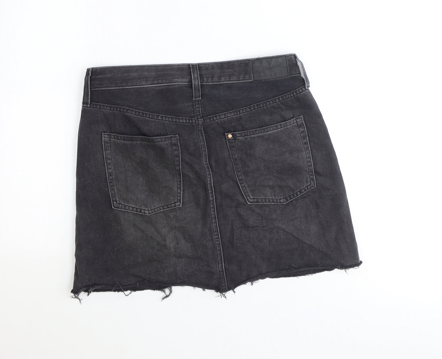 Denim Womens Black Camel Straight & Pencil Skirt Size 12 Button
