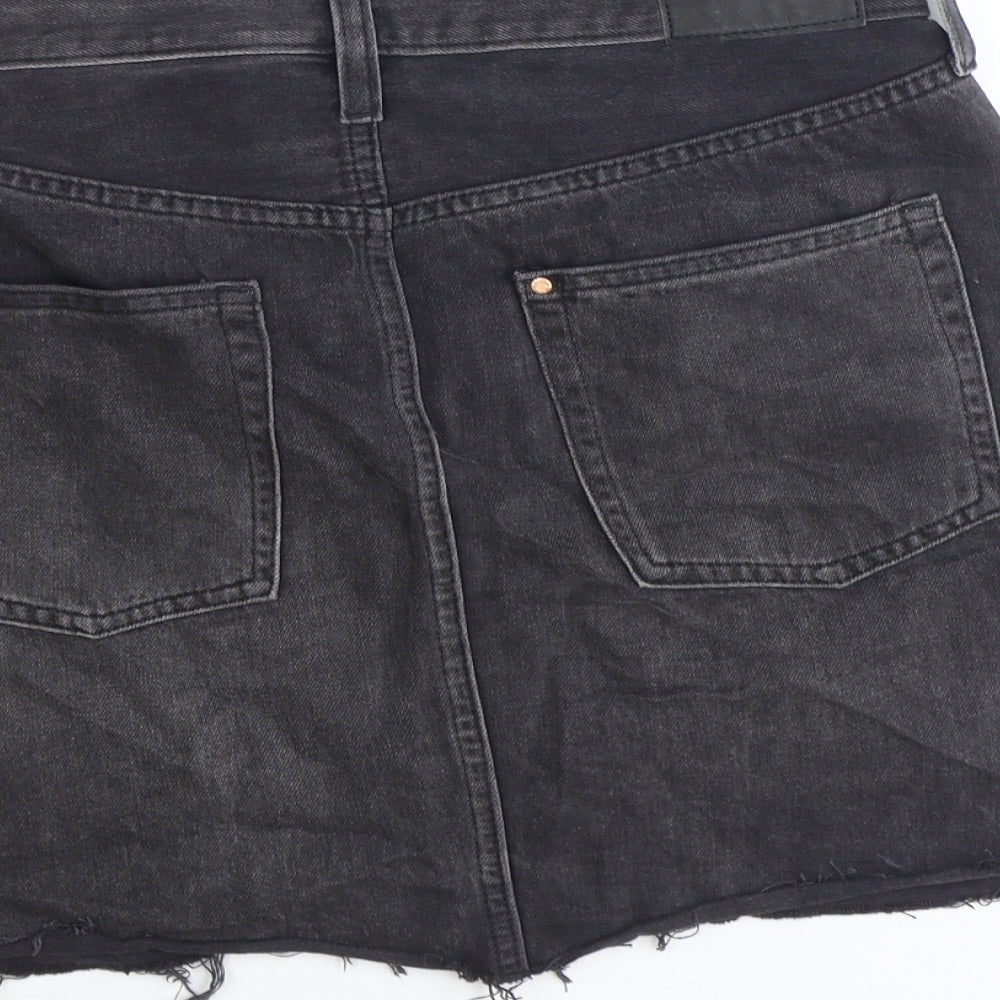 Denim Womens Black Camel Straight & Pencil Skirt Size 12 Button