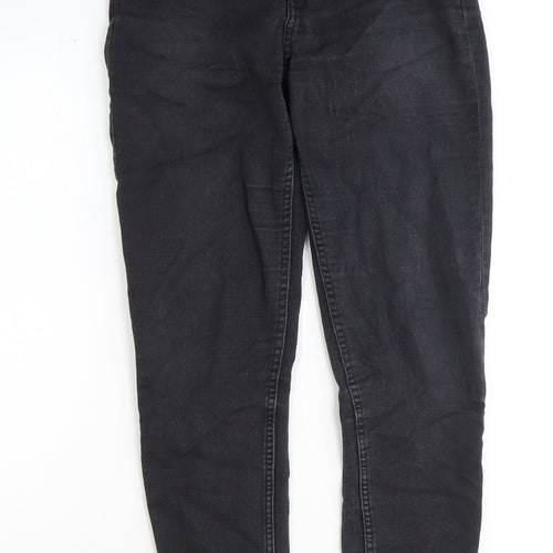 Monki Womens Black Cotton Straight Jeans Size 29 in Extra-Slim Zip