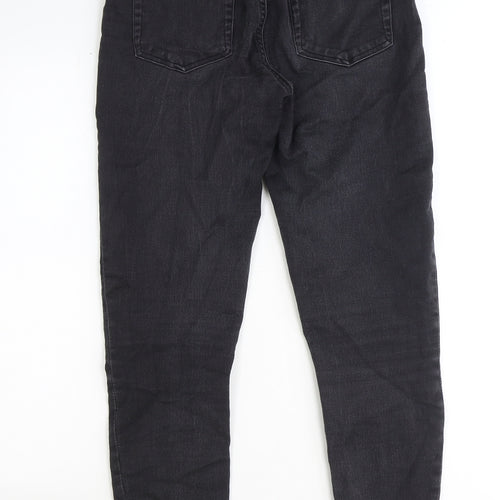 Monki Womens Black Cotton Straight Jeans Size 29 in Extra-Slim Zip