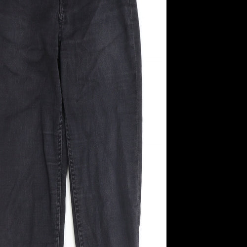 Monki Womens Black Cotton Straight Jeans Size 29 in Extra-Slim Zip
