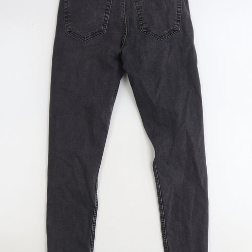 Topshop Womens Black Cotton Straight Jeans Size 25 in Regular Zip