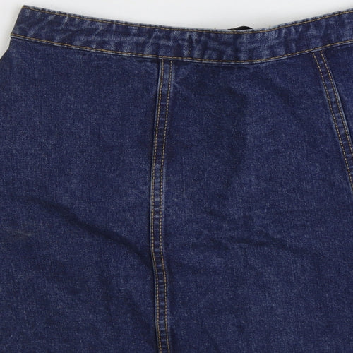 Denim & Co. Womens Blue Cotton A-Line Skirt Size 10 Zip