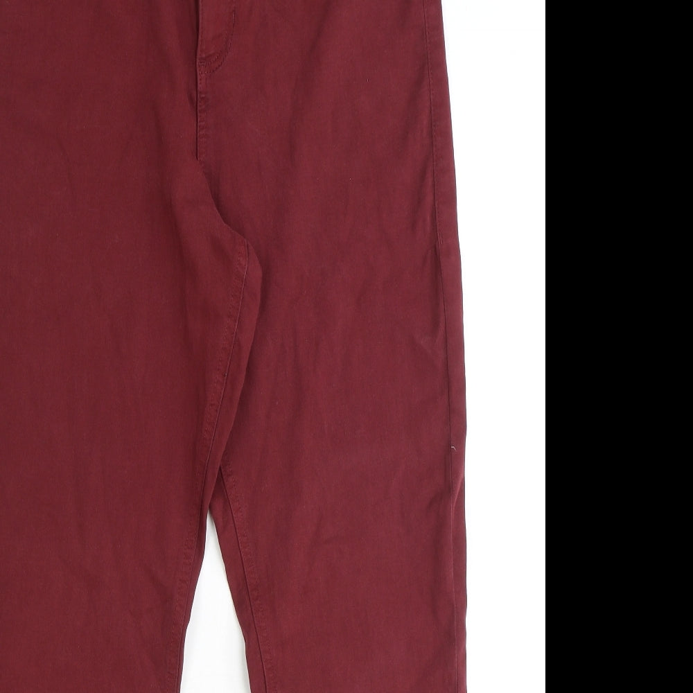 Marks and Spencer Womens Red Cotton Straight Jeans Size 16 Extra-Slim Zip
