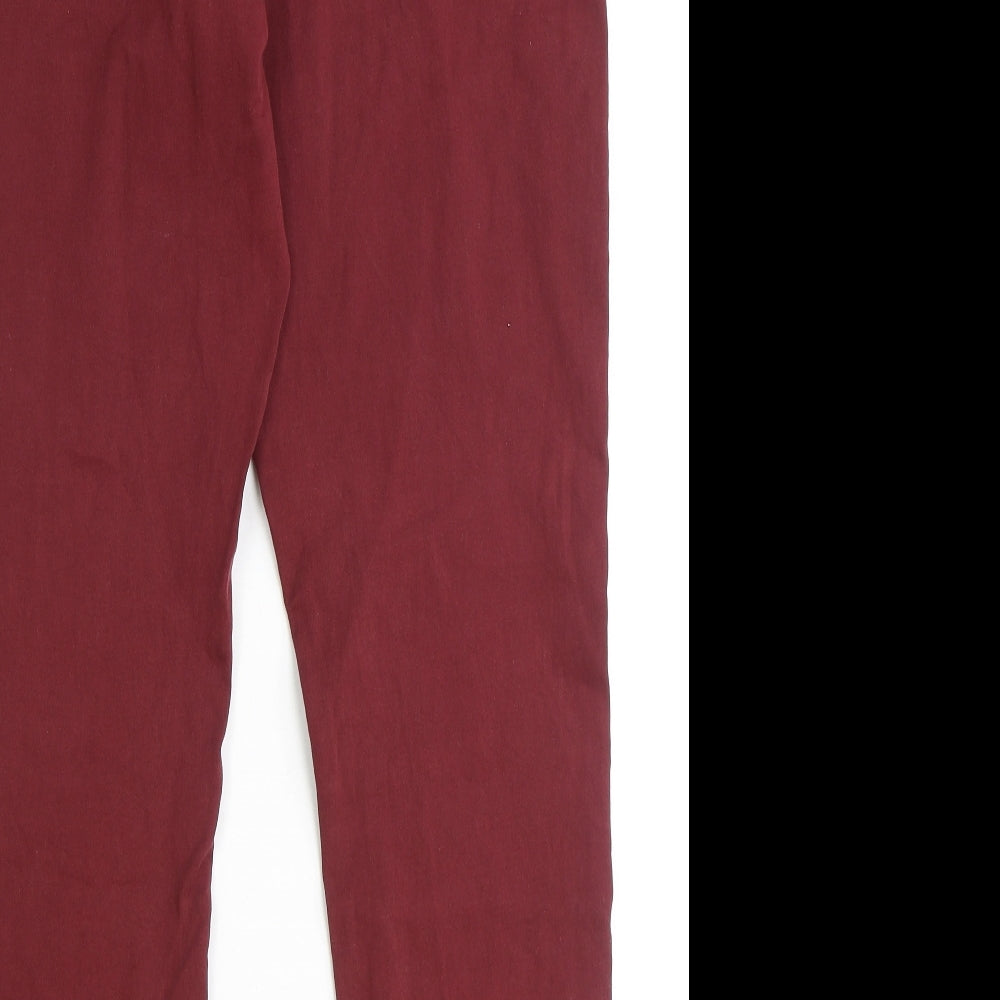 Marks and Spencer Womens Red Cotton Straight Jeans Size 16 Extra-Slim Zip
