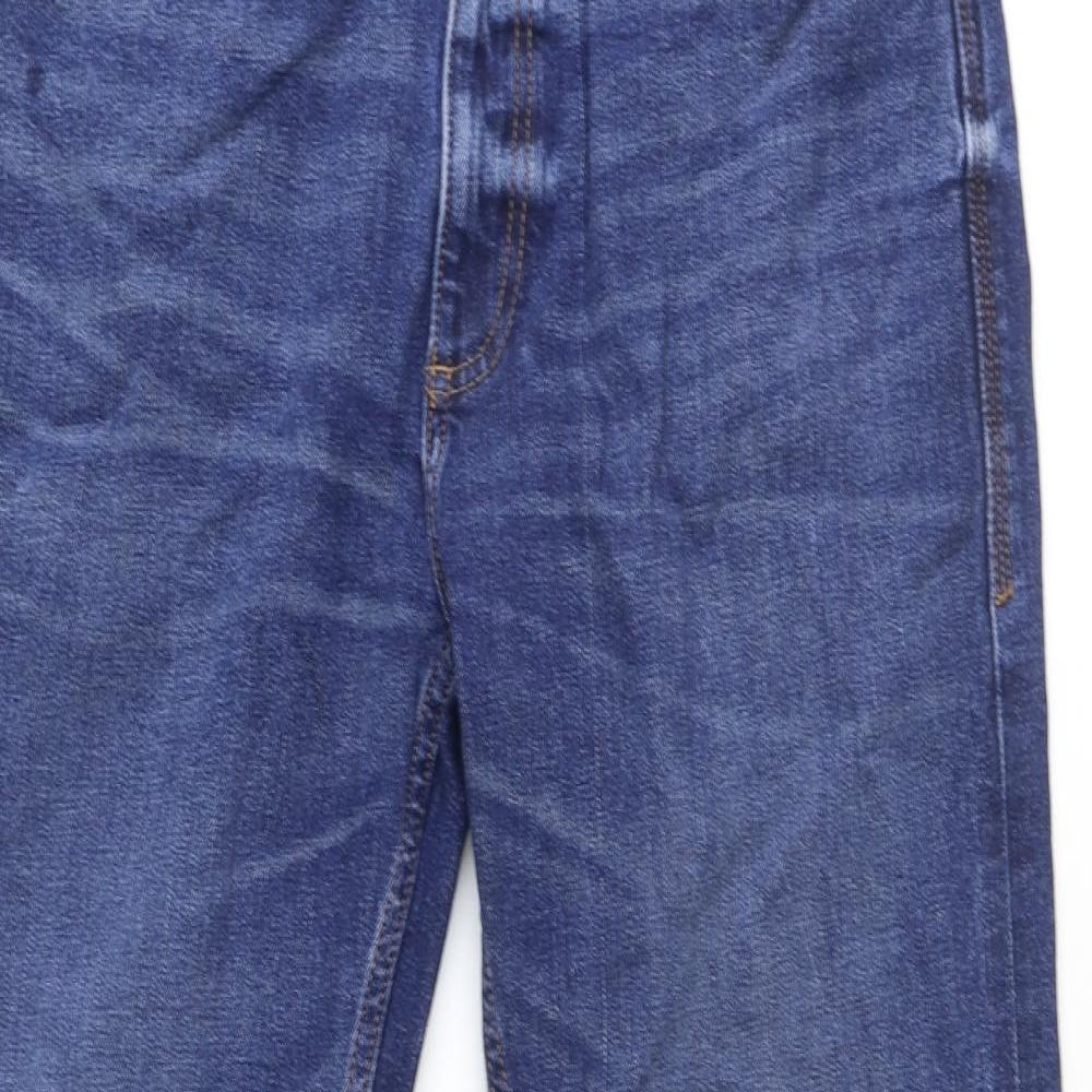 Marks and Spencer Mens Blue Cotton Straight Jeans Size 34 in Regular Zip