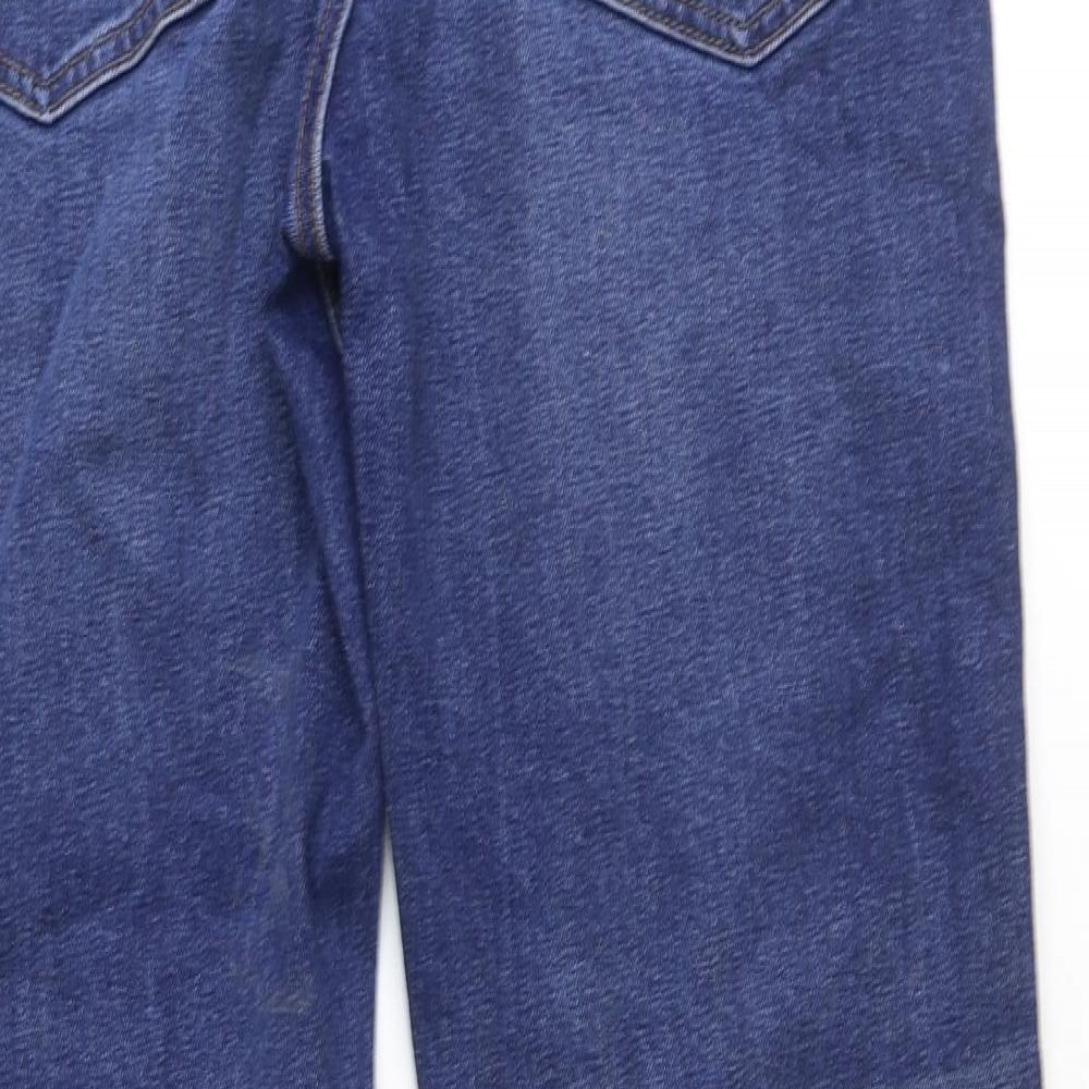 Marks and Spencer Mens Blue Cotton Straight Jeans Size 34 in Regular Zip