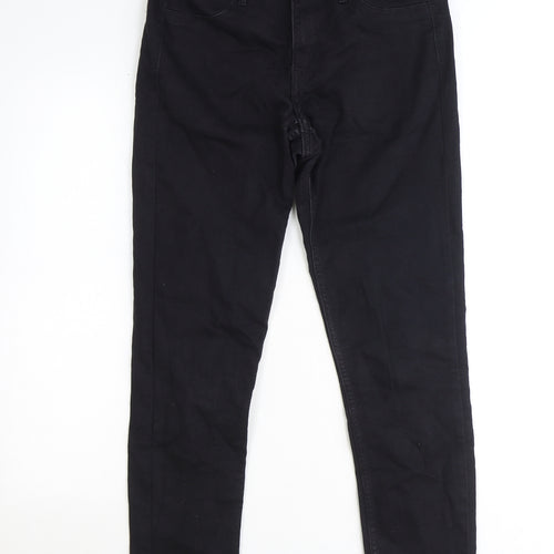 Denim Womens Black Cotton Straight Jeans Size 30 in Relaxed Zip