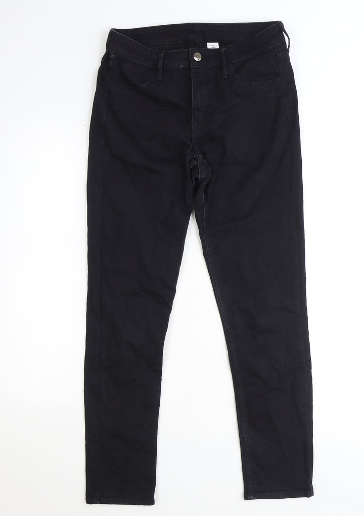Denim Womens Black Cotton Straight Jeans Size 30 in Relaxed Zip