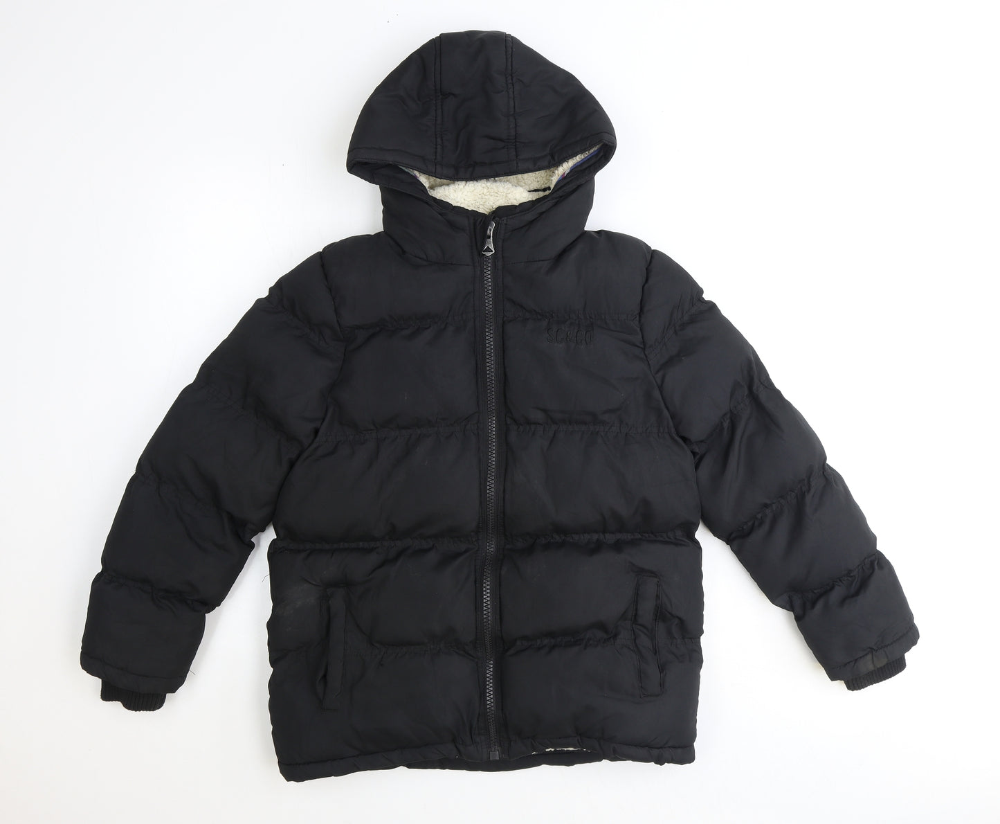 SoulCal&Co Boys Black Puffer Jacket Jacket Size 13 Years Zip