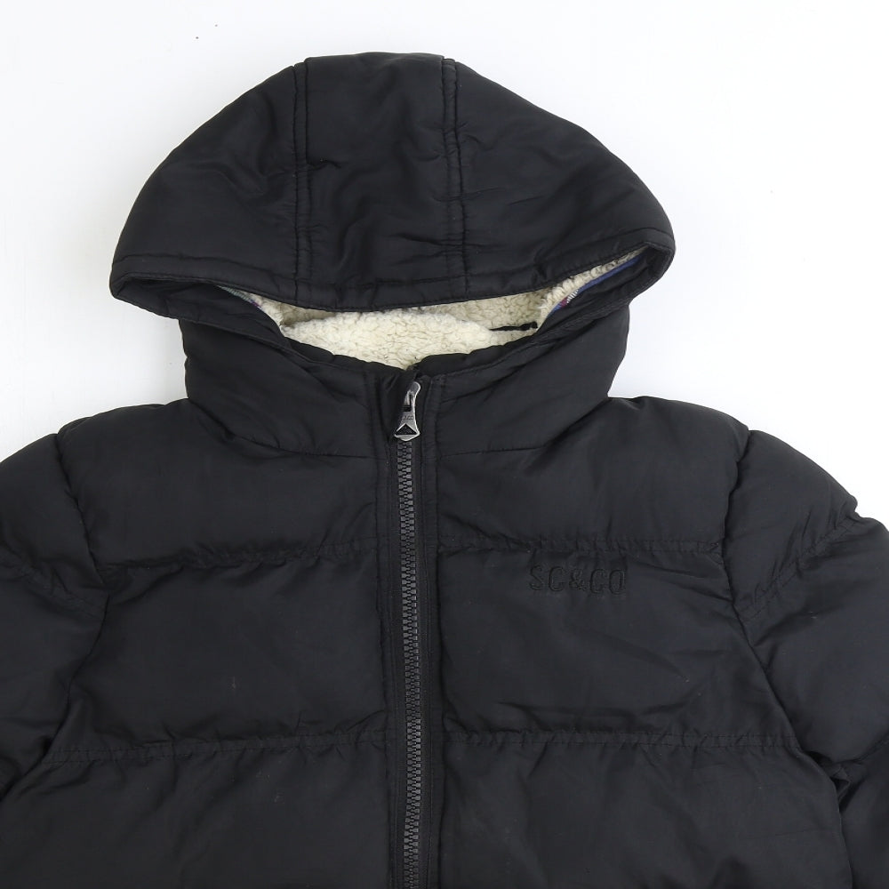 SoulCal&Co Boys Black Puffer Jacket Jacket Size 13 Years Zip