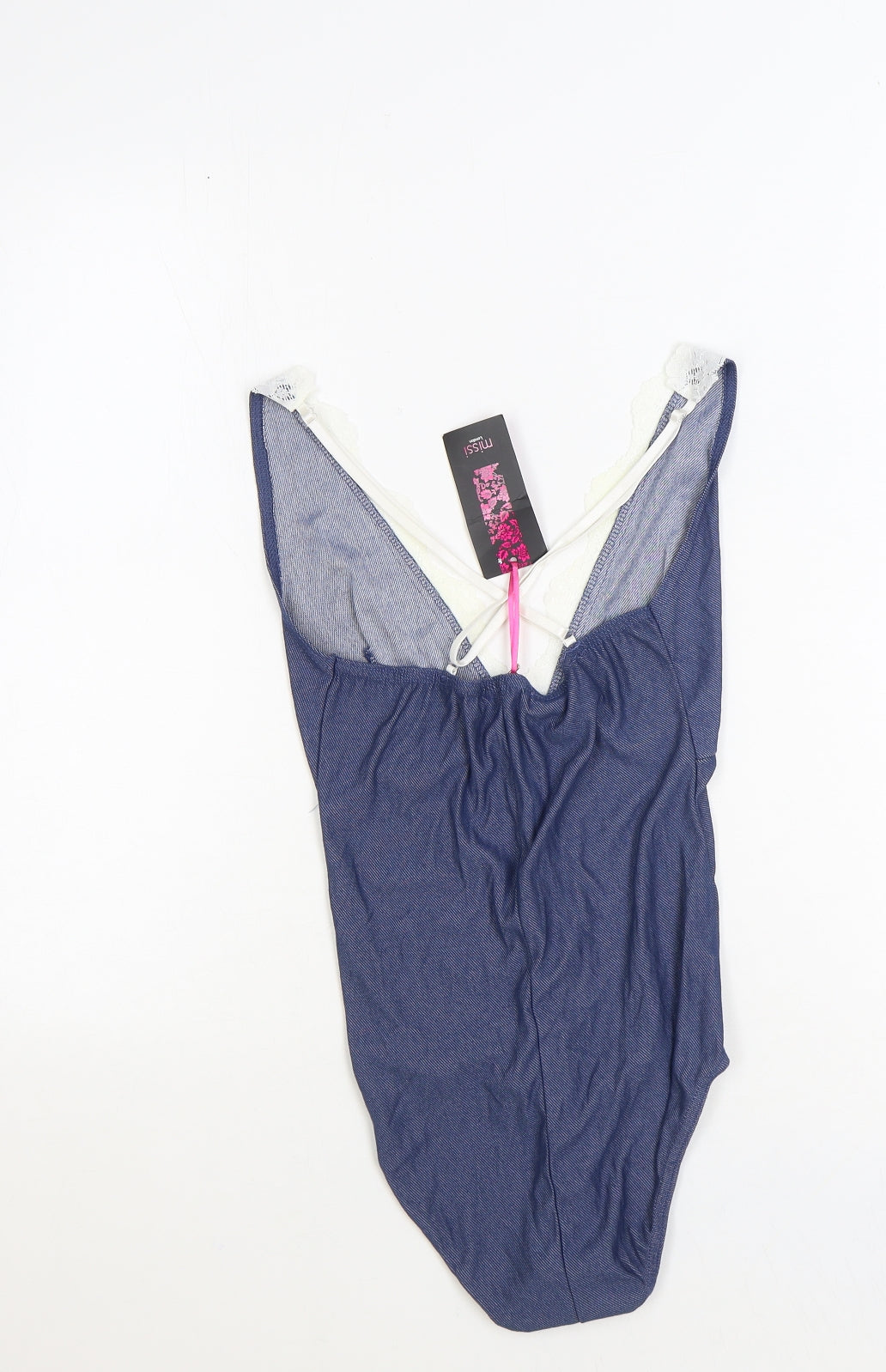 missi Womens Blue Polyester Bodysuit One-Piece Size 10 Snap - Lace Trim