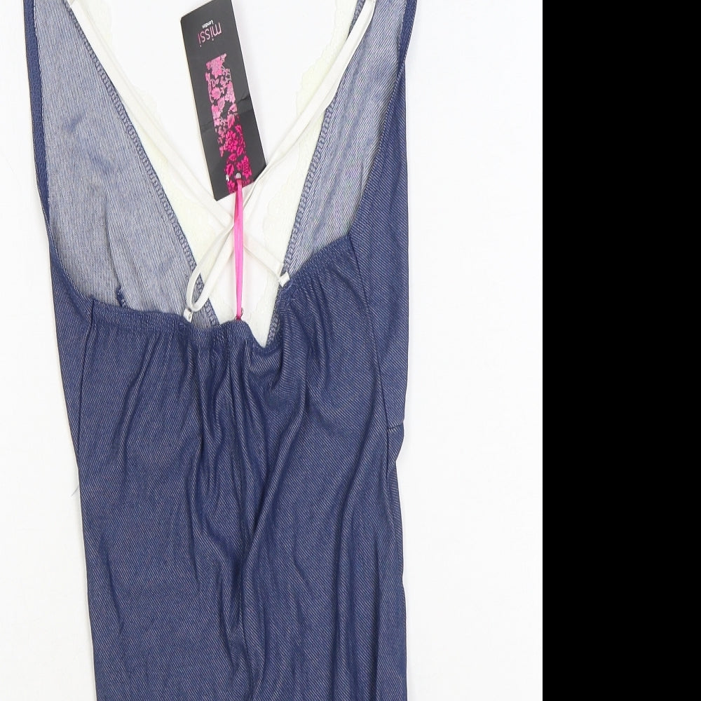 missi Womens Blue Polyester Bodysuit One-Piece Size 10 Snap - Lace Trim
